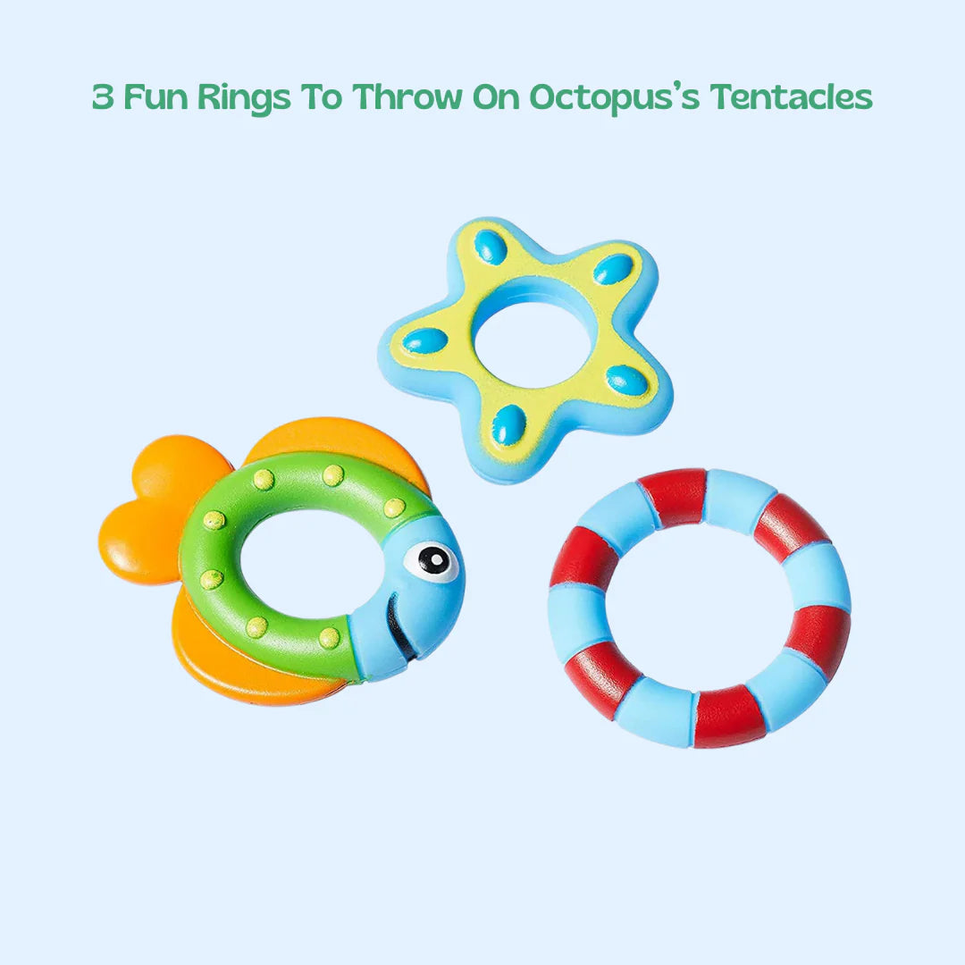 Floating Octopus Bath Toy –  Montessori Ring Toss &amp; Stacking Water Game for Toddlers' Sensory Development
