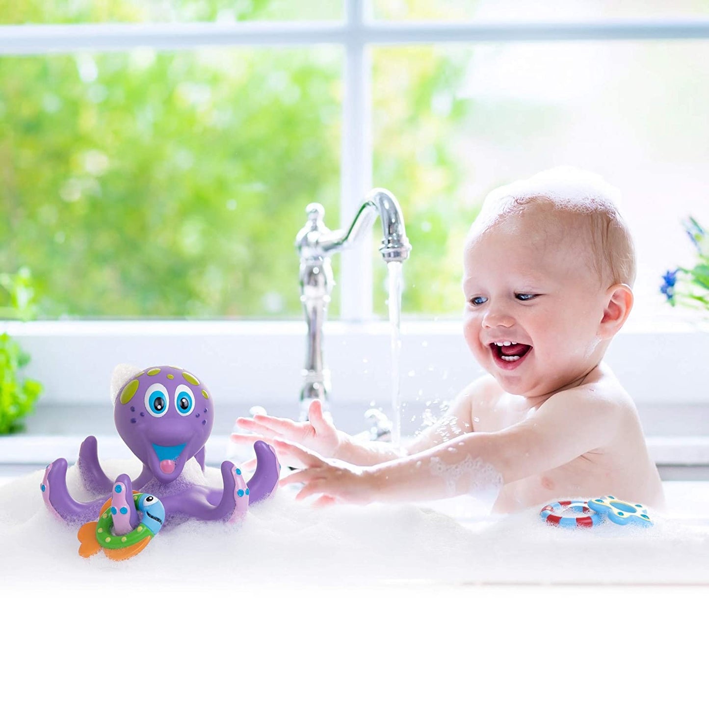 Floating Octopus Bath Toy –  Montessori Ring Toss &amp; Stacking Water Game for Toddlers' Sensory Development