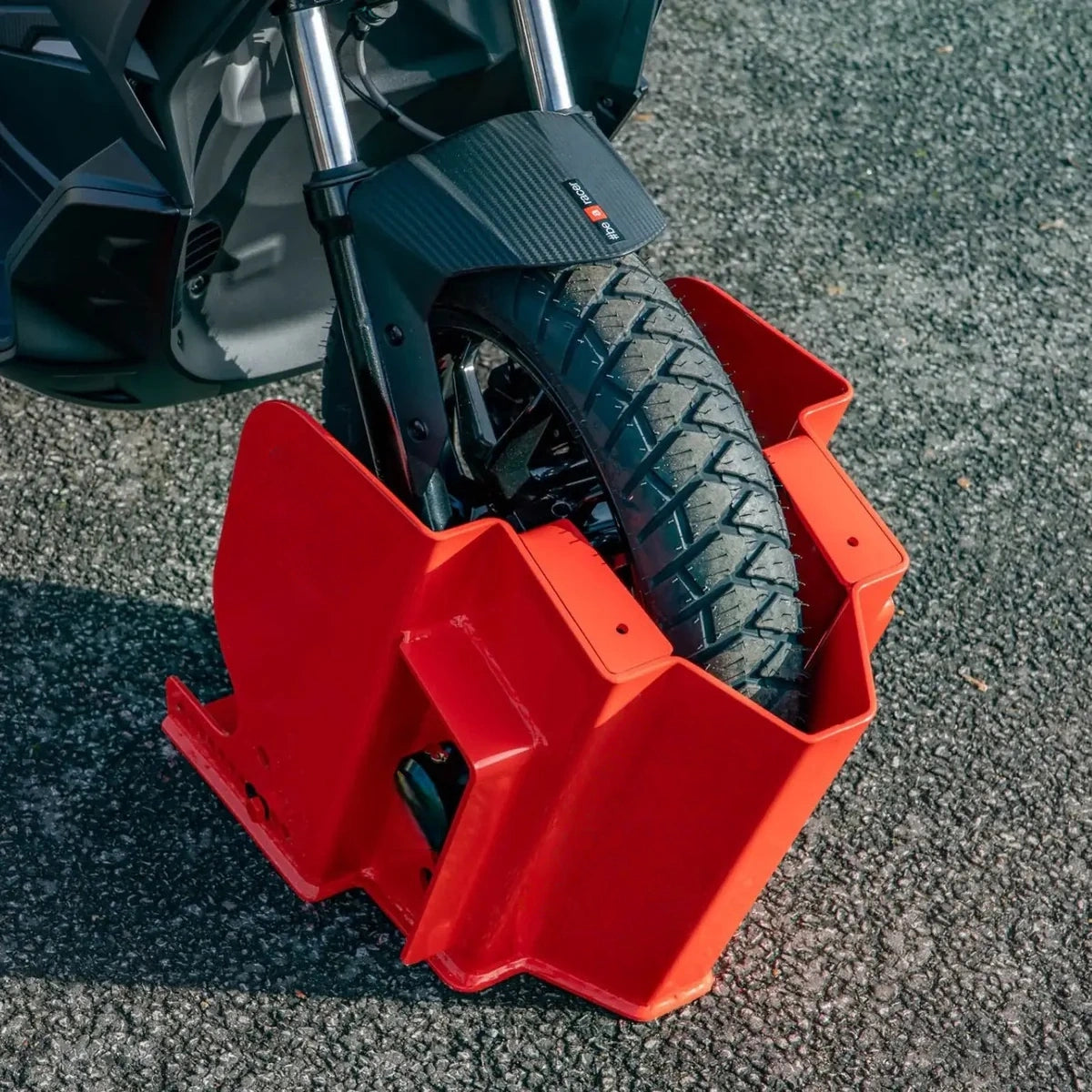 Heavy Duty Motorcycle Ground Anchor Lock, Wheel Chock Security System for Bike Parking