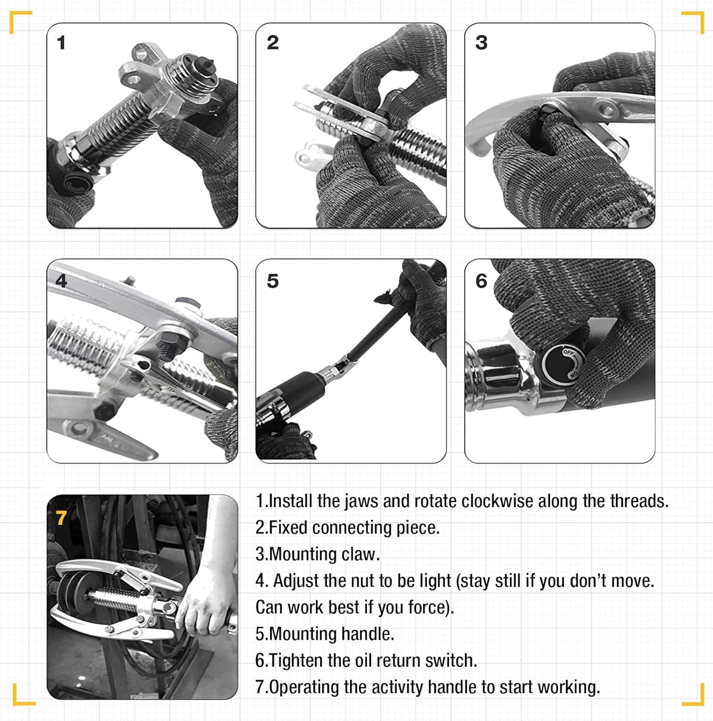 Hydraulic Bearing Separator Puller Kit, 15-Ton Heavy Duty Gear Bearing Removal Tool Set
