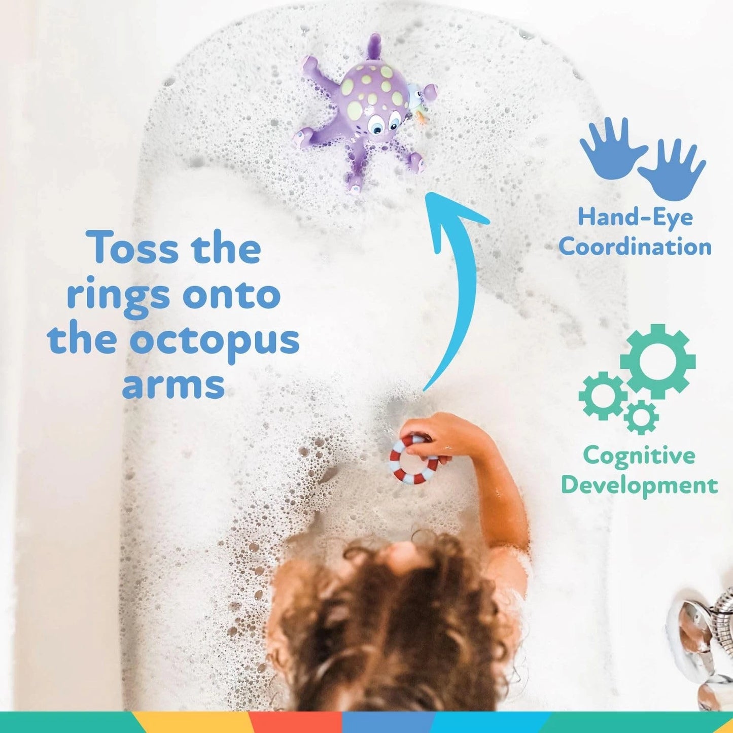 Floating Octopus Bath Toy –  Montessori Ring Toss &amp; Stacking Water Game for Toddlers' Sensory Development