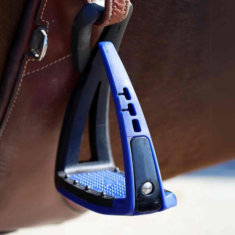 Youth Safety Stirrups – Non-Slip Angled Equestrian Stirrup Irons with Flexible Release Outer Branch for Young Riders